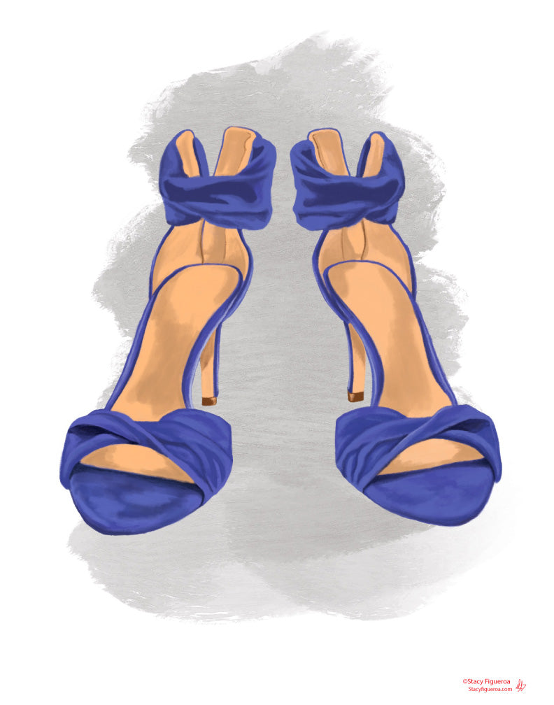 Watercolor Open Strap Heels